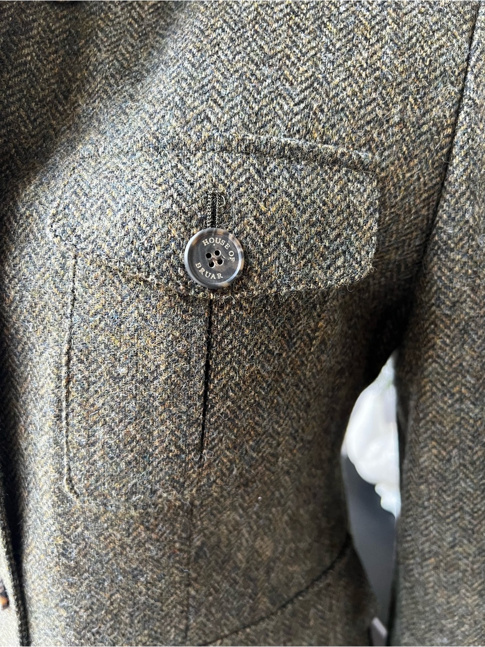 House of Bruar of Scotland Herringbone Wool Blend Field Hunt Jacket size 8 - Picture 2 of 10